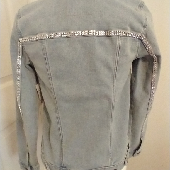 Upcycled Jean denim xs Western style  cowgirl star studded handcrafted chambray - Picture 5 of 13